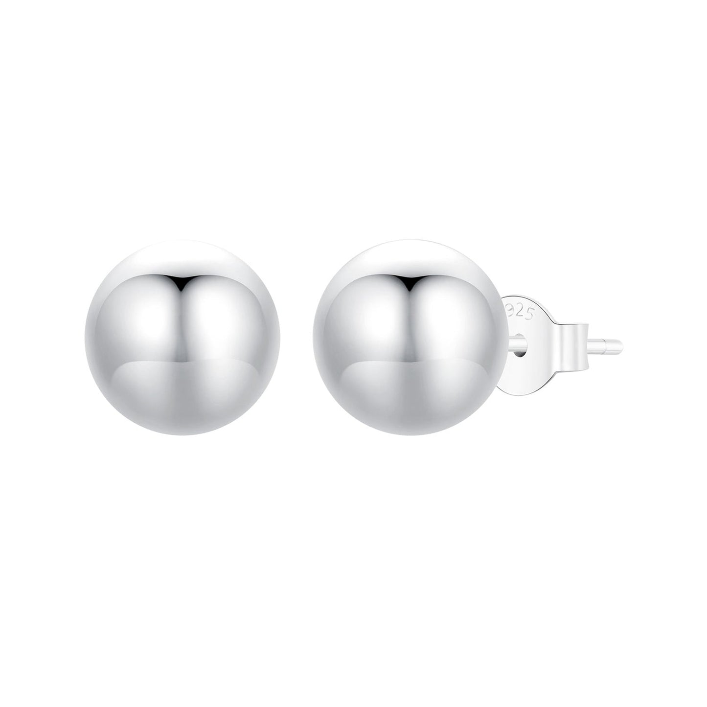 925 Sterling Silver Plated White Gold Earrings - 10mm for Women