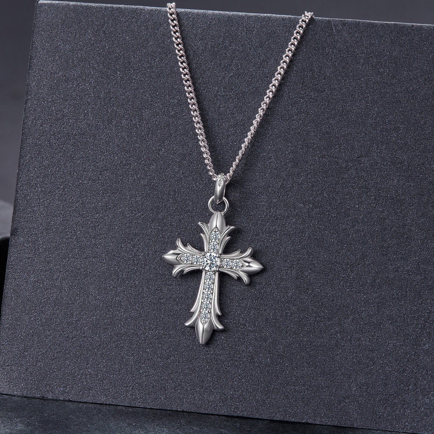 925 Sterling Silver Plated White Gold Moissanite Necklace 40+5cm for Women
