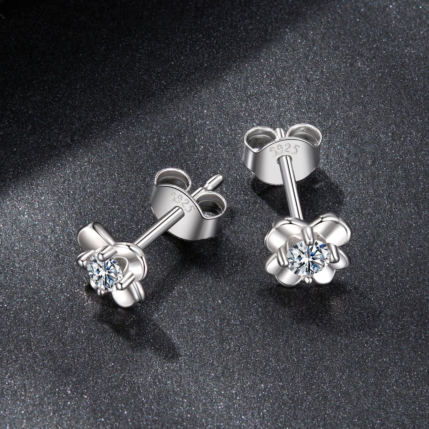925 Sterling Silver Moissanite Earrings 0.6cm for Women