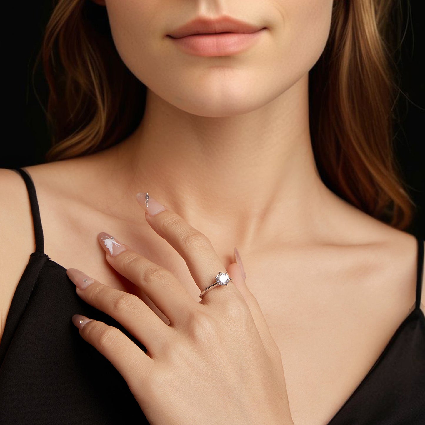 925 Sterling Silver Moissanite 1 Carat Ring Size 6