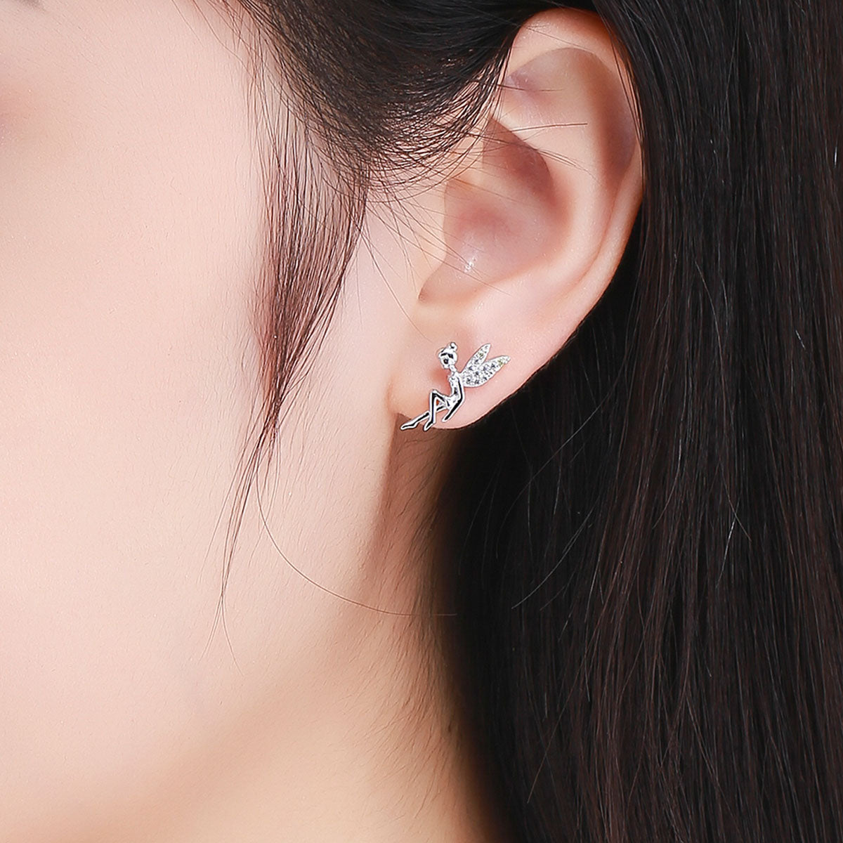 925 Sterling Silver Stud Earrings with CZ, 1.2 x 1.5cm & 1.5 x 0.9cm, Women