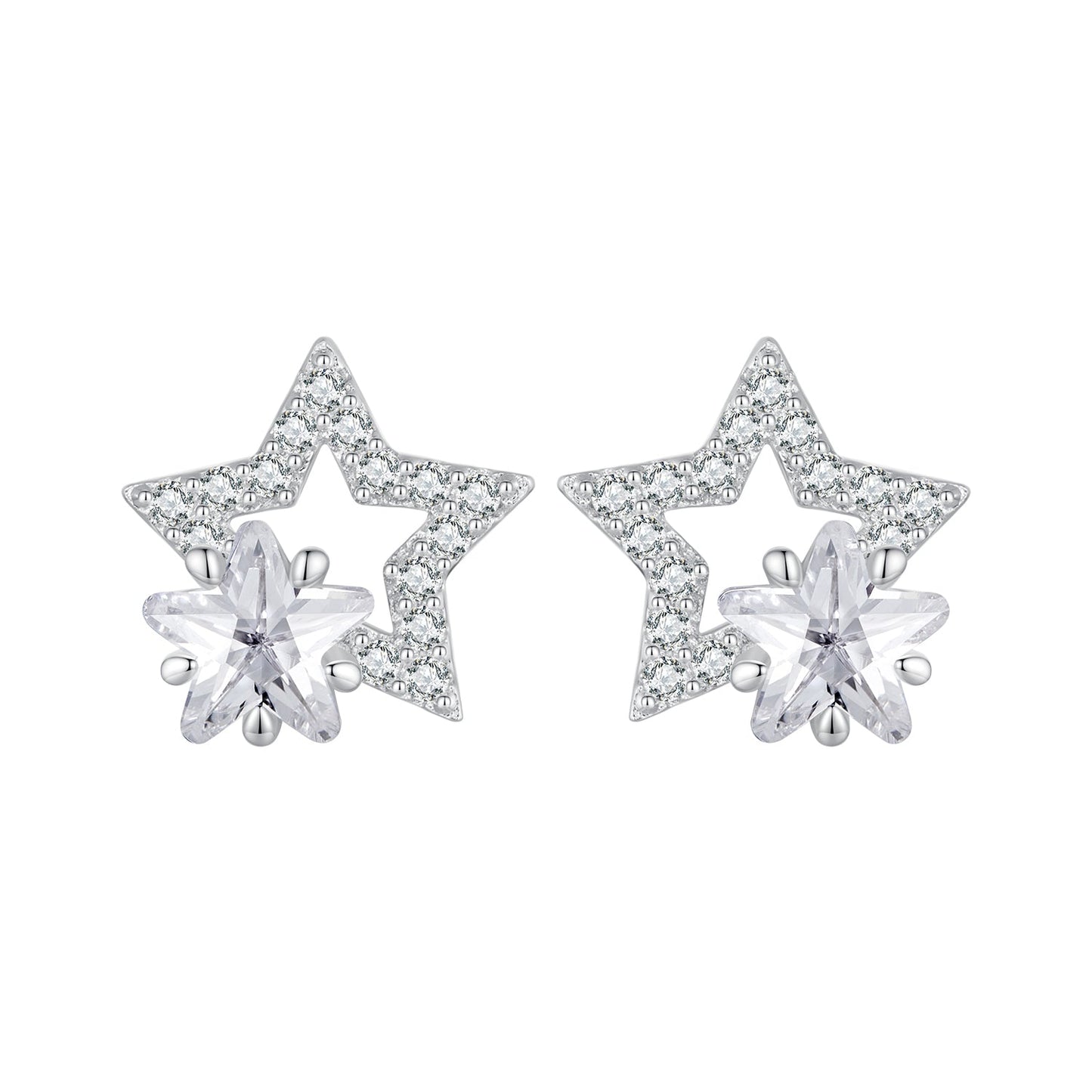 925 Sterling Silver Earrings 9x9mm with Pavé Setting CZ for Women