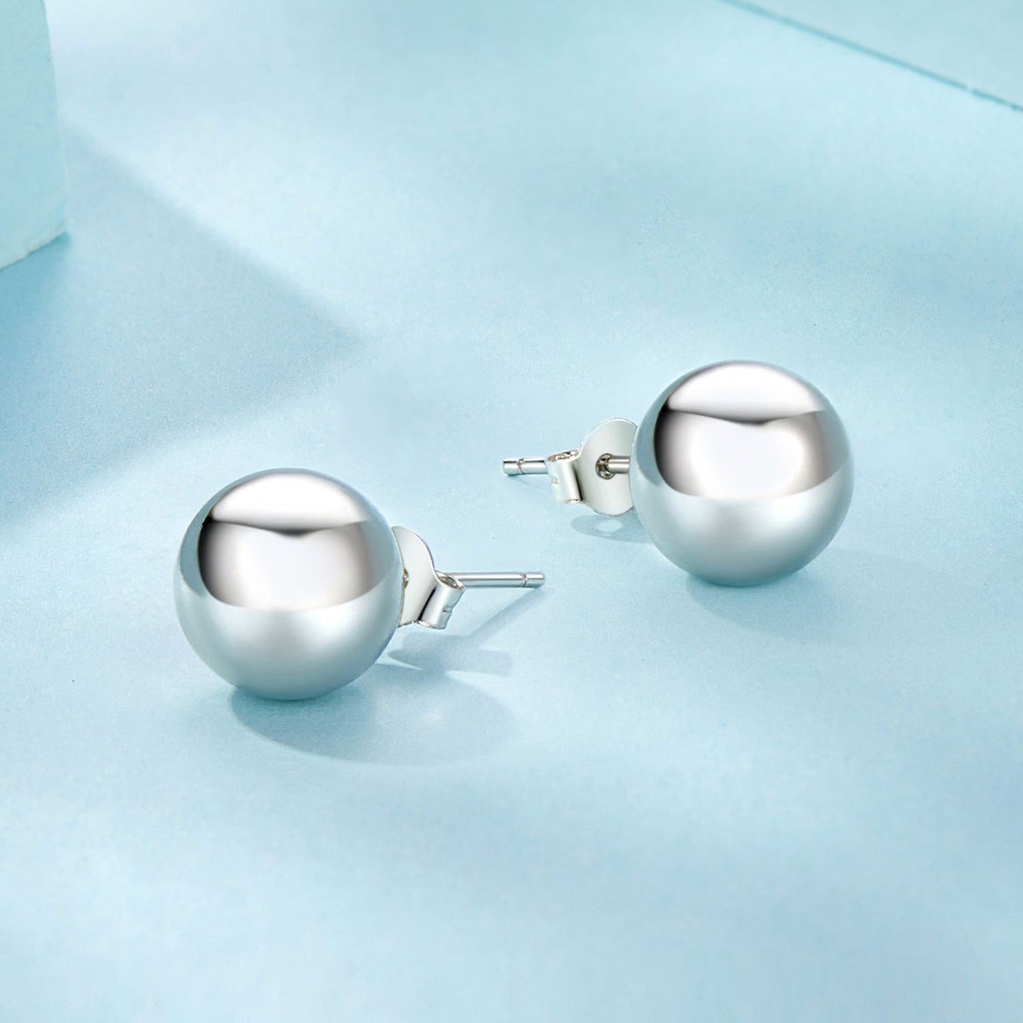 925 Sterling Silver Plated White Gold Earrings - 10mm for Women