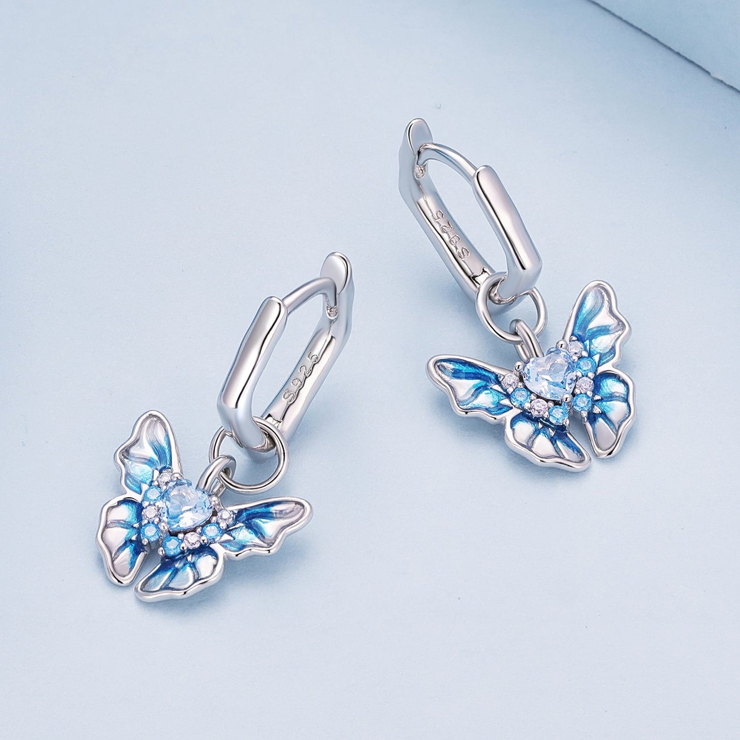 925 Sterling Silver Enamel Pavé Setting CZ Earrings for Women