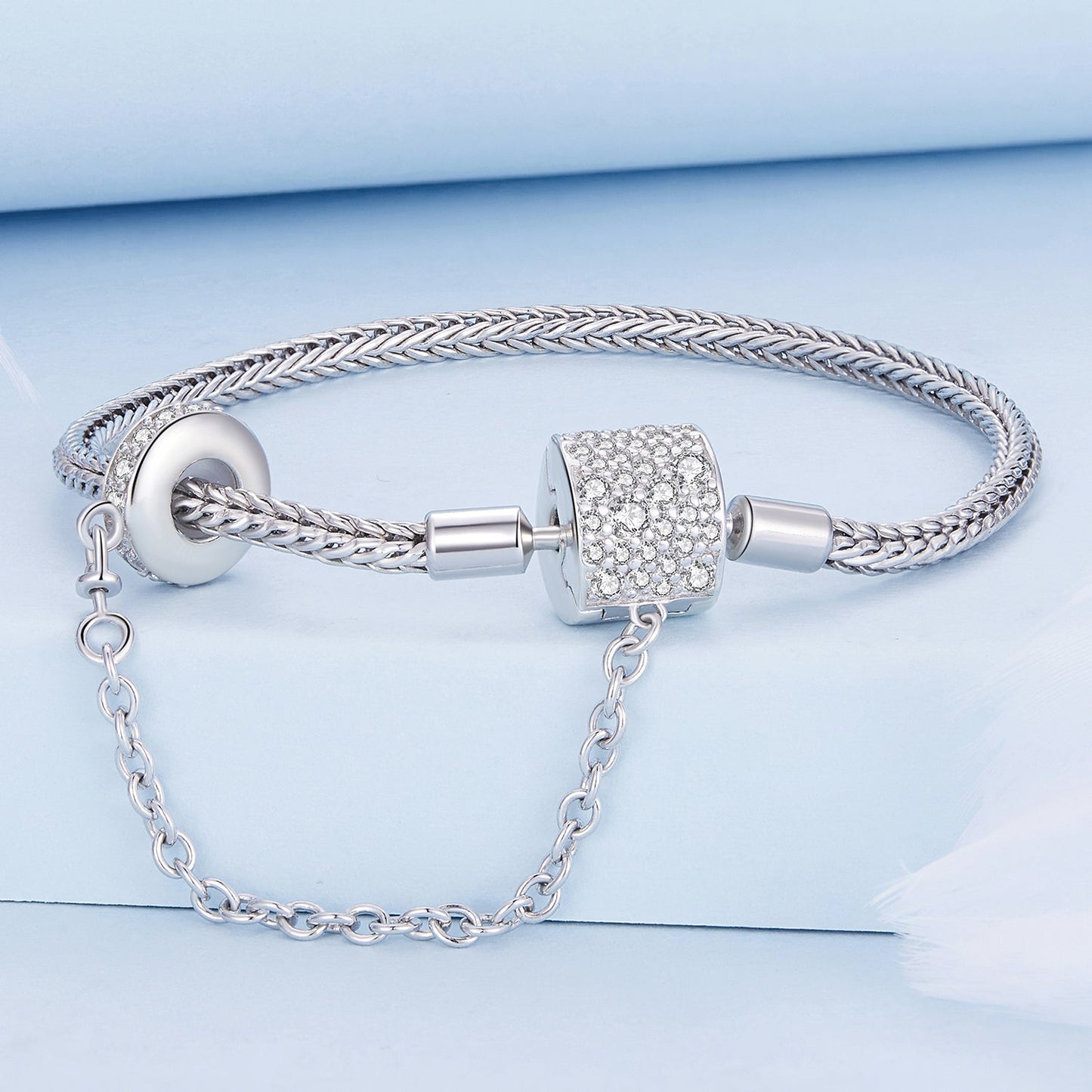 925 Sterling Silver Bracelet 17cm with Pavé Setting CZ for Women