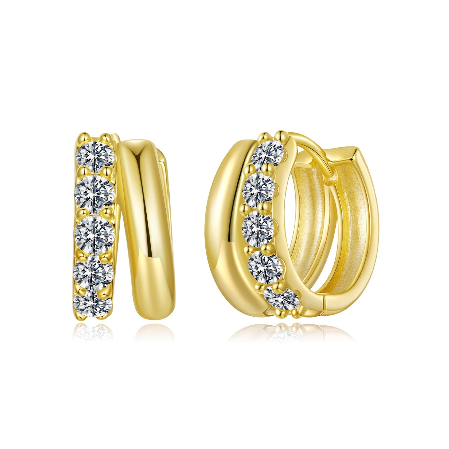 925 Sterling Silver Moissanite 0.06 Carat White Gold Plated Earrings for Women