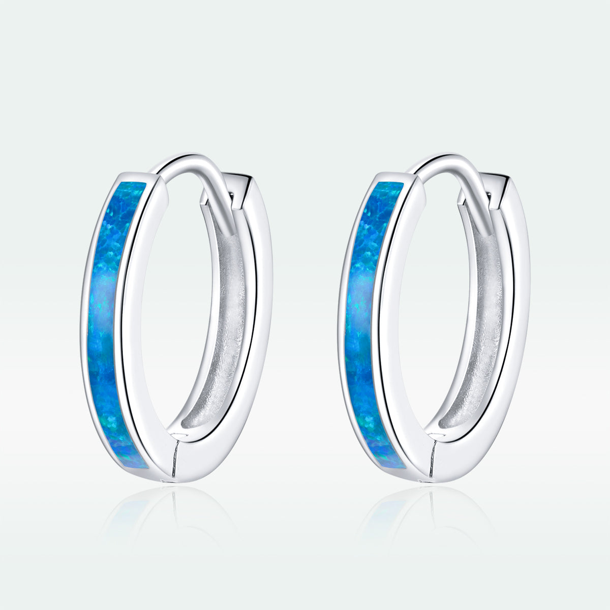 925 Sterling Silver + Platinum Translucent Opal Earrings for Women