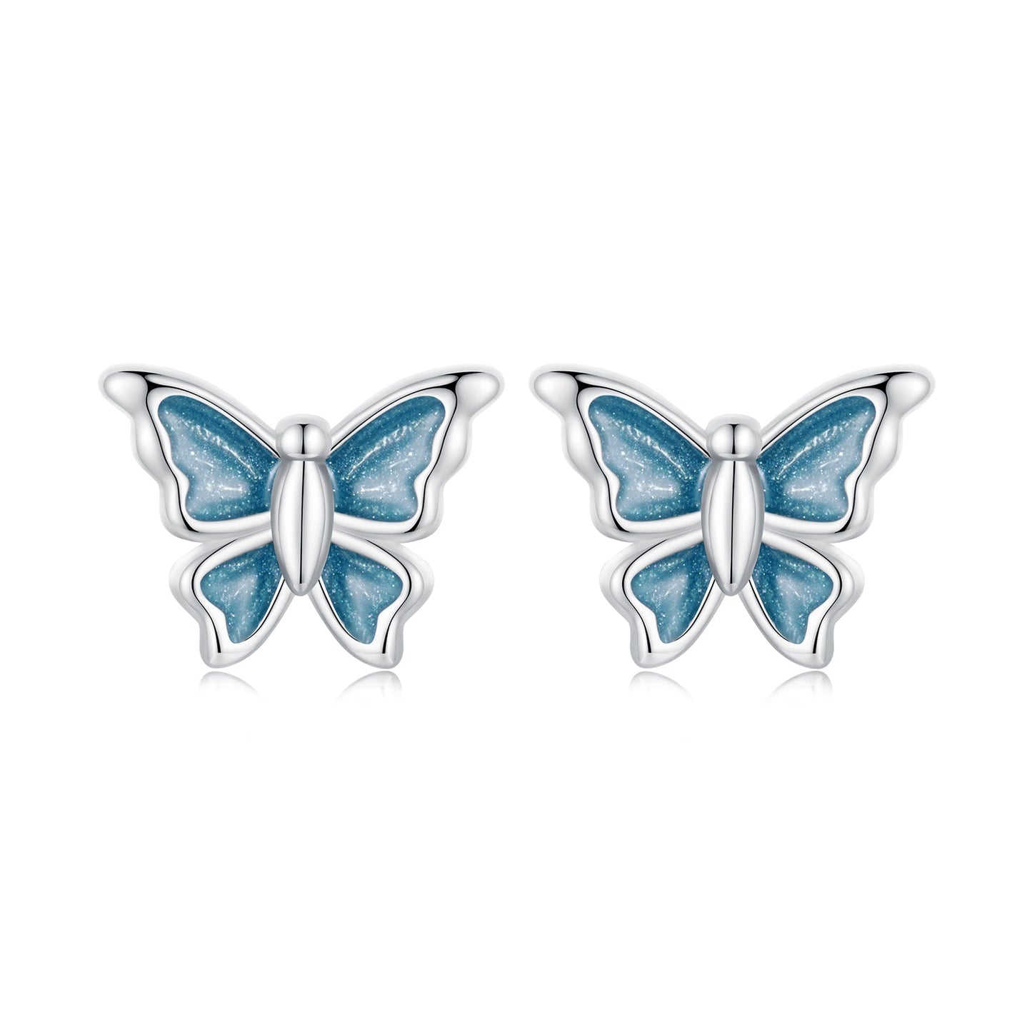 S925 Sterling Silver Earrings with Enamel Process, 6*8mm, Plated Platinum for Women