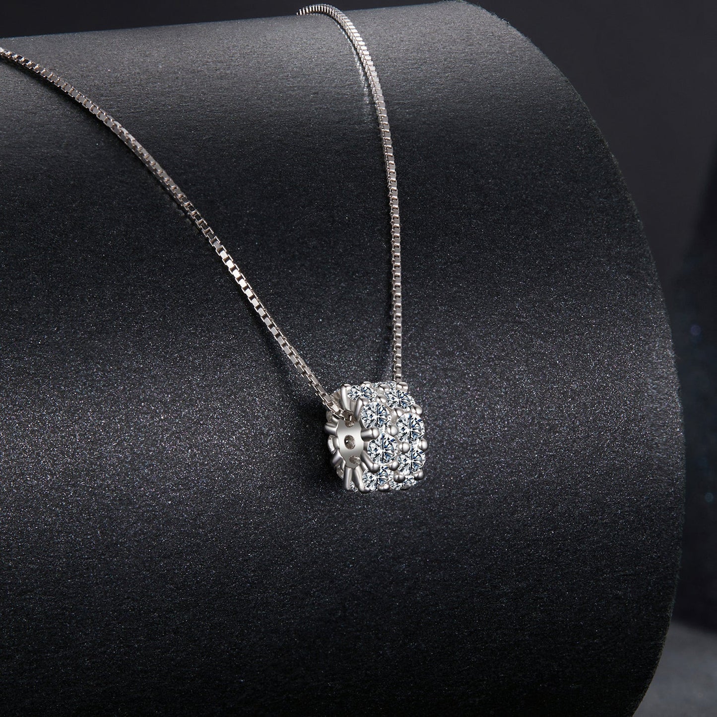 925 Sterling Silver & Moissanite Necklace, 40+5cm Length, White Gold Plated, Women's Jewelry