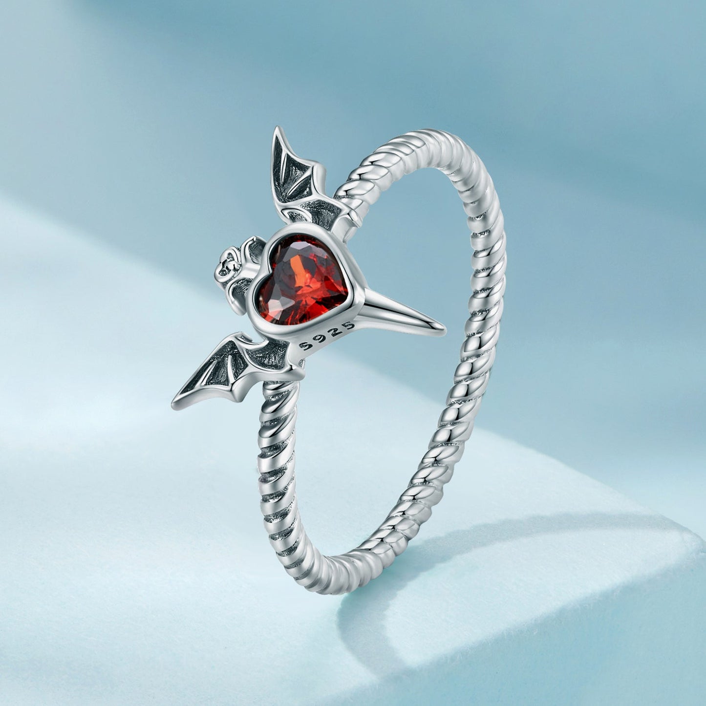 925 Sterling Silver Oxidized CZ Pendant Ring Size 6 for Women
