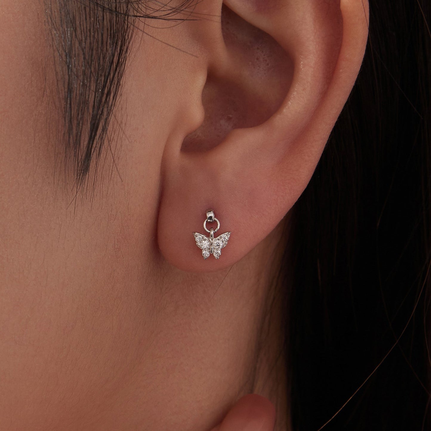 925 Sterling Silver White Gold Plated Earrings with CZ