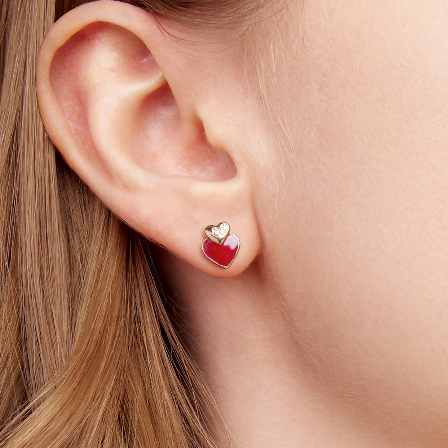 925 Sterling Silver Earrings with Enamel Finish and Pavé Setting in Rose Gold