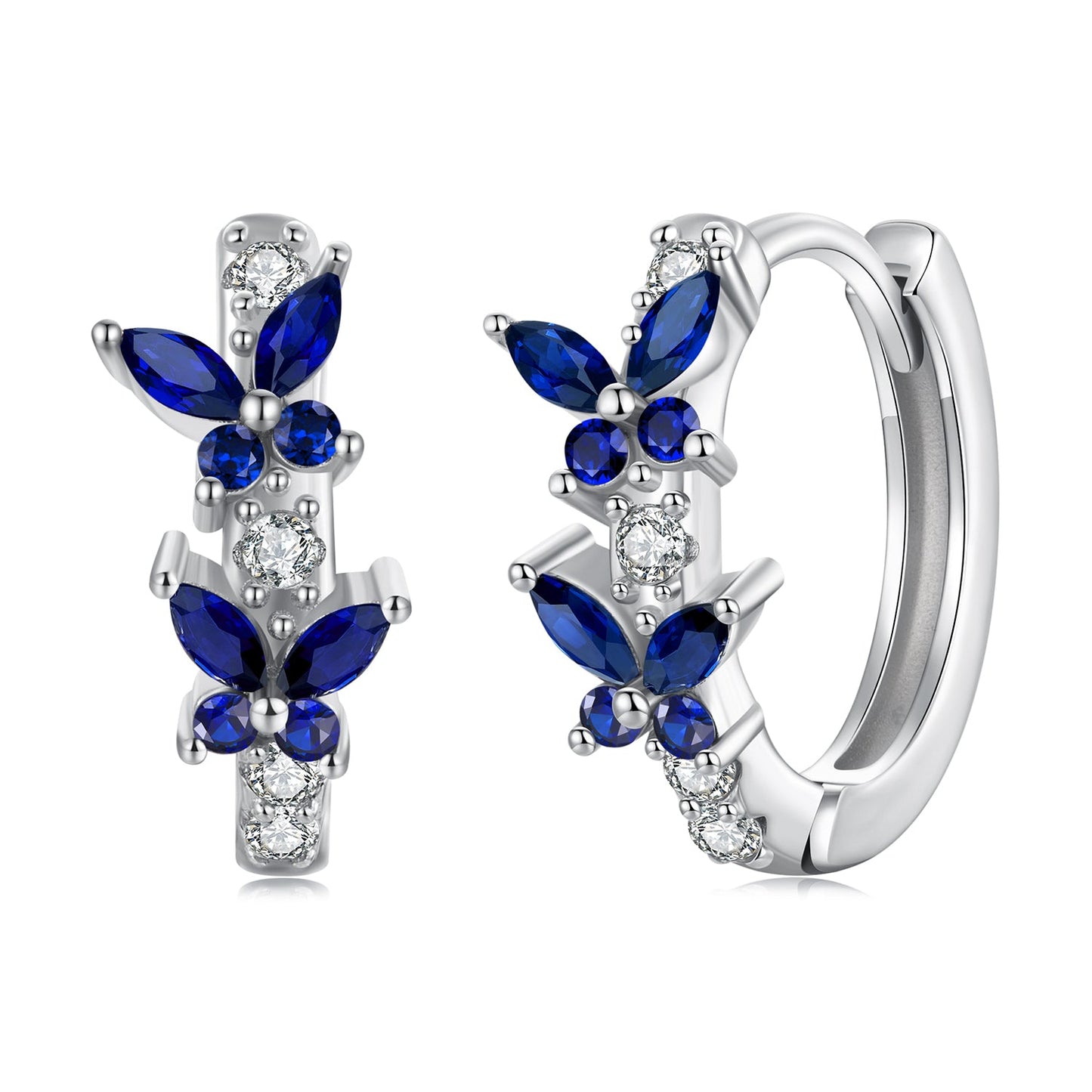 925 Sterling Silver White Gold Plated Hoop Earrings with Pavé Setting CZ for Women