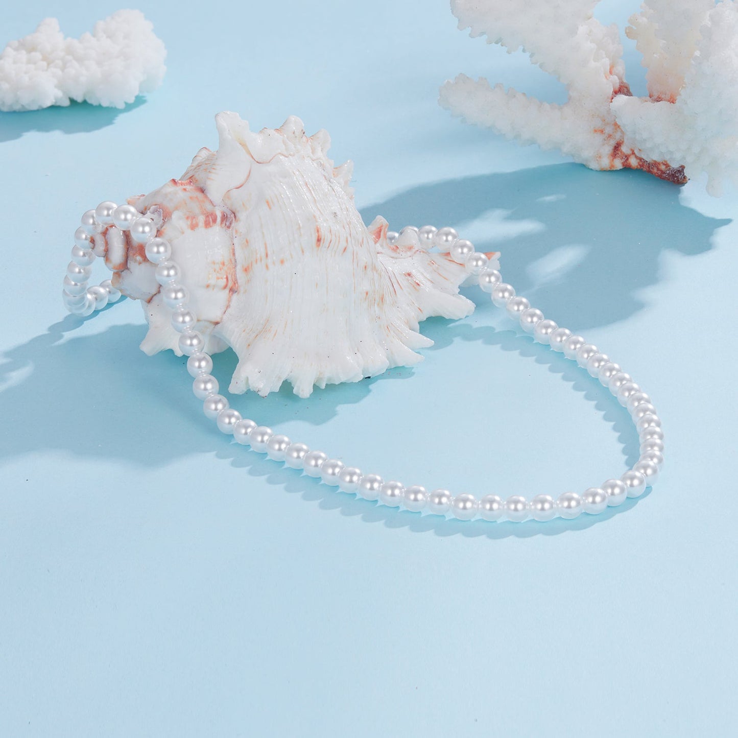 925 Sterling Silver White Gold Plated 39-45.5cm Quality Shell Pearl Necklace for Women
