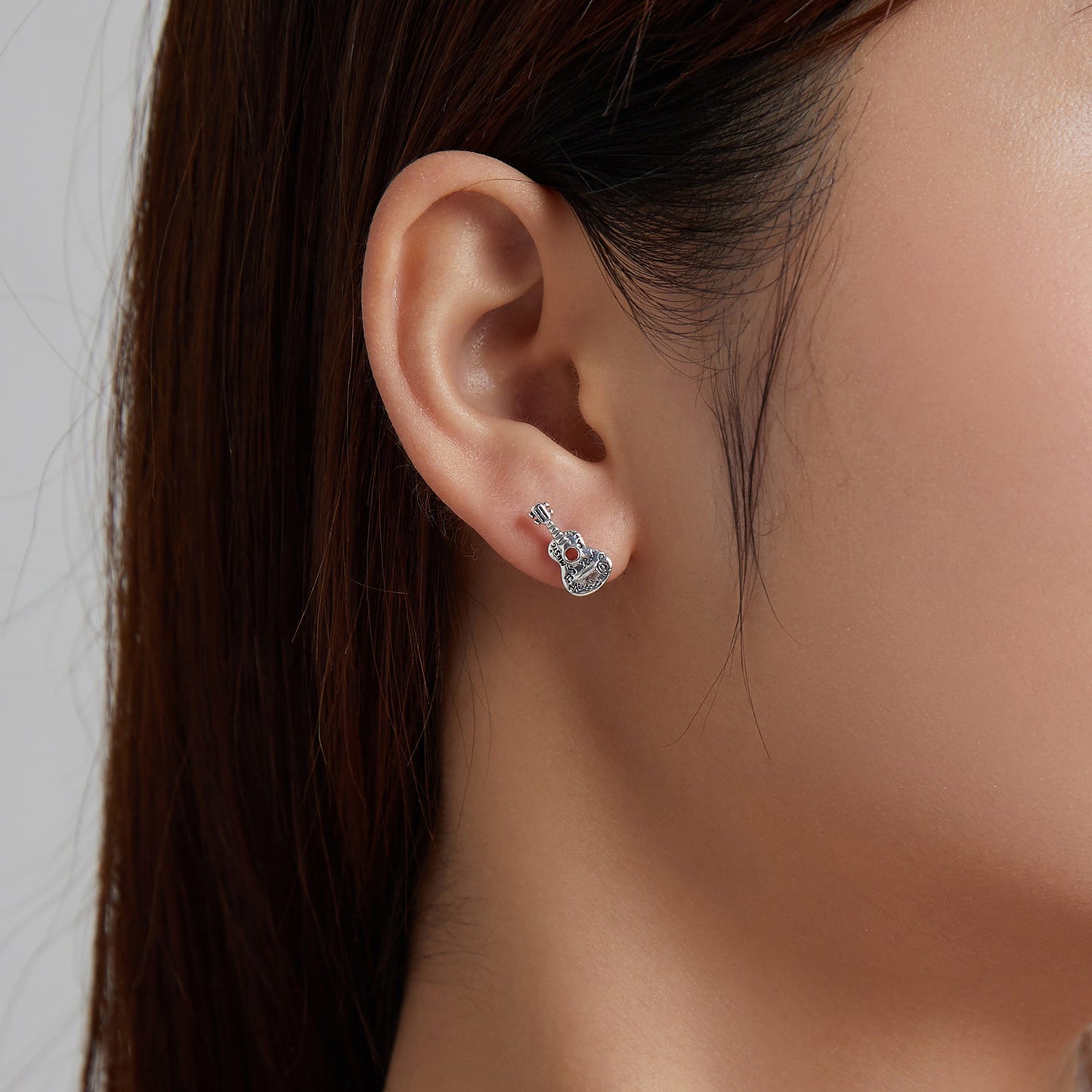 925 Sterling Silver & Oxidized Silver Earrings for Women - 1.3*0.6cm