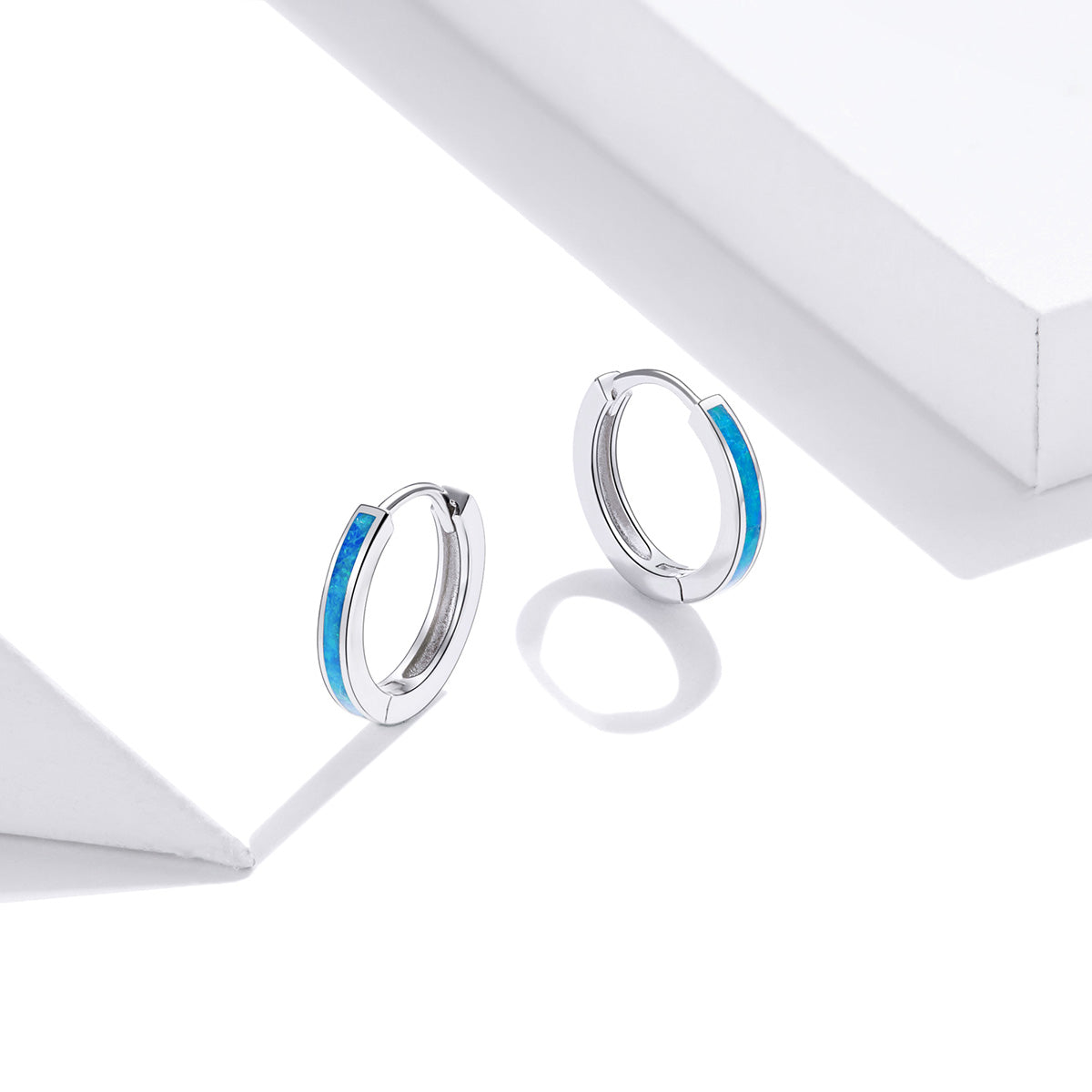 925 Sterling Silver + Platinum Translucent Opal Earrings for Women
