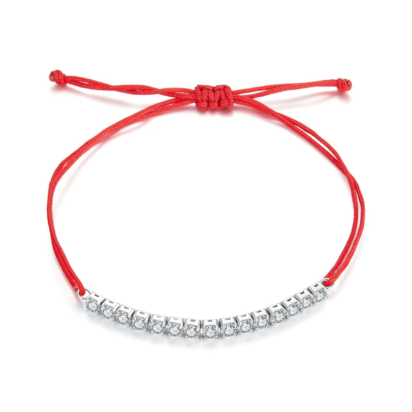 925 Sterling Silver Adjustable White Gold Plated Bracelet with CZ