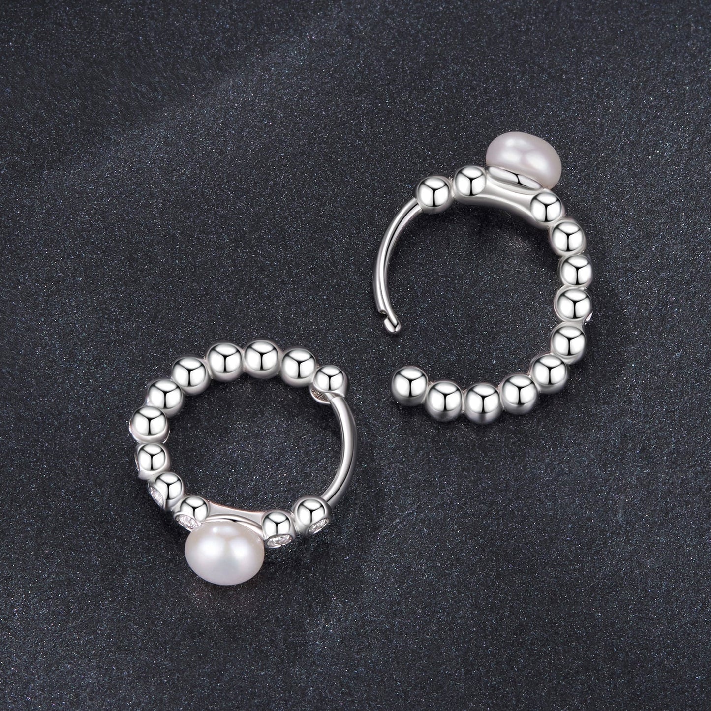 925 Sterling Silver White Gold Plated Moissanite & Pearl Earrings for Women