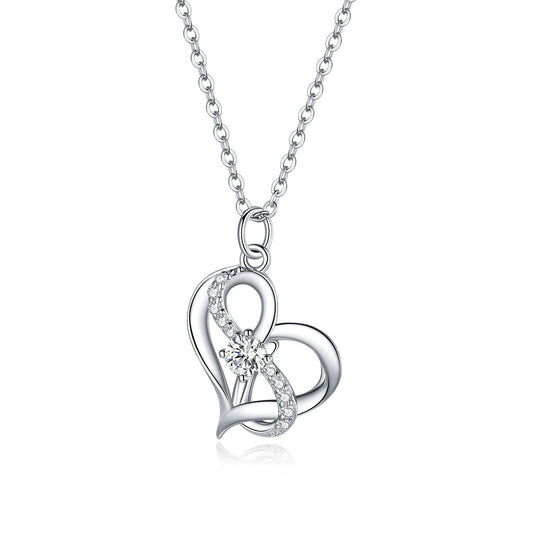 925 Sterling Silver Adjustable CZ Pendant Necklace