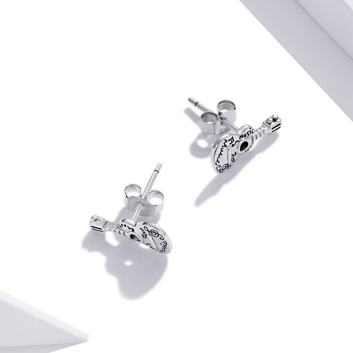 925 Sterling Silver & Oxidized Silver Earrings for Women - 1.3*0.6cm