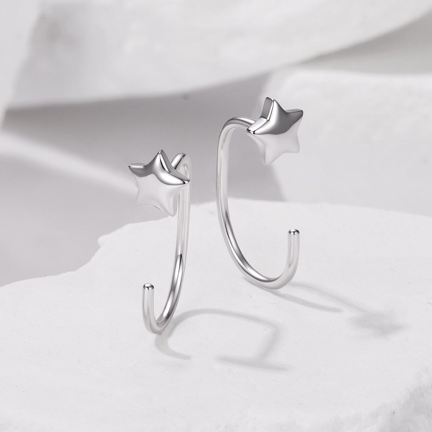 925 Sterling Silver Brass Earrings with White Gold Plating 1.4cm for Women
