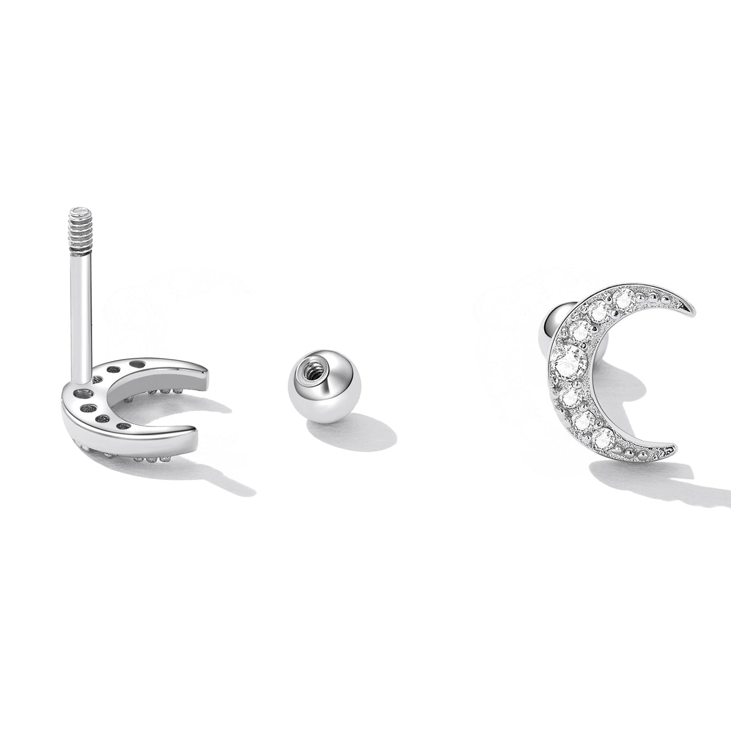 925 Sterling Silver Earrings with Pavé Setting CZ, 0.8*0.6cm for Women