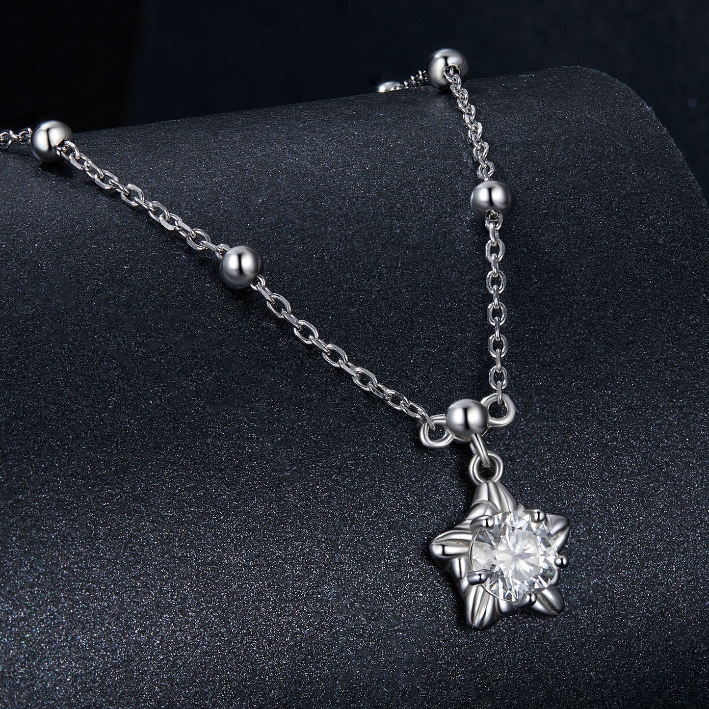 925 Sterling Silver 5mm Moissanite Necklace for Women