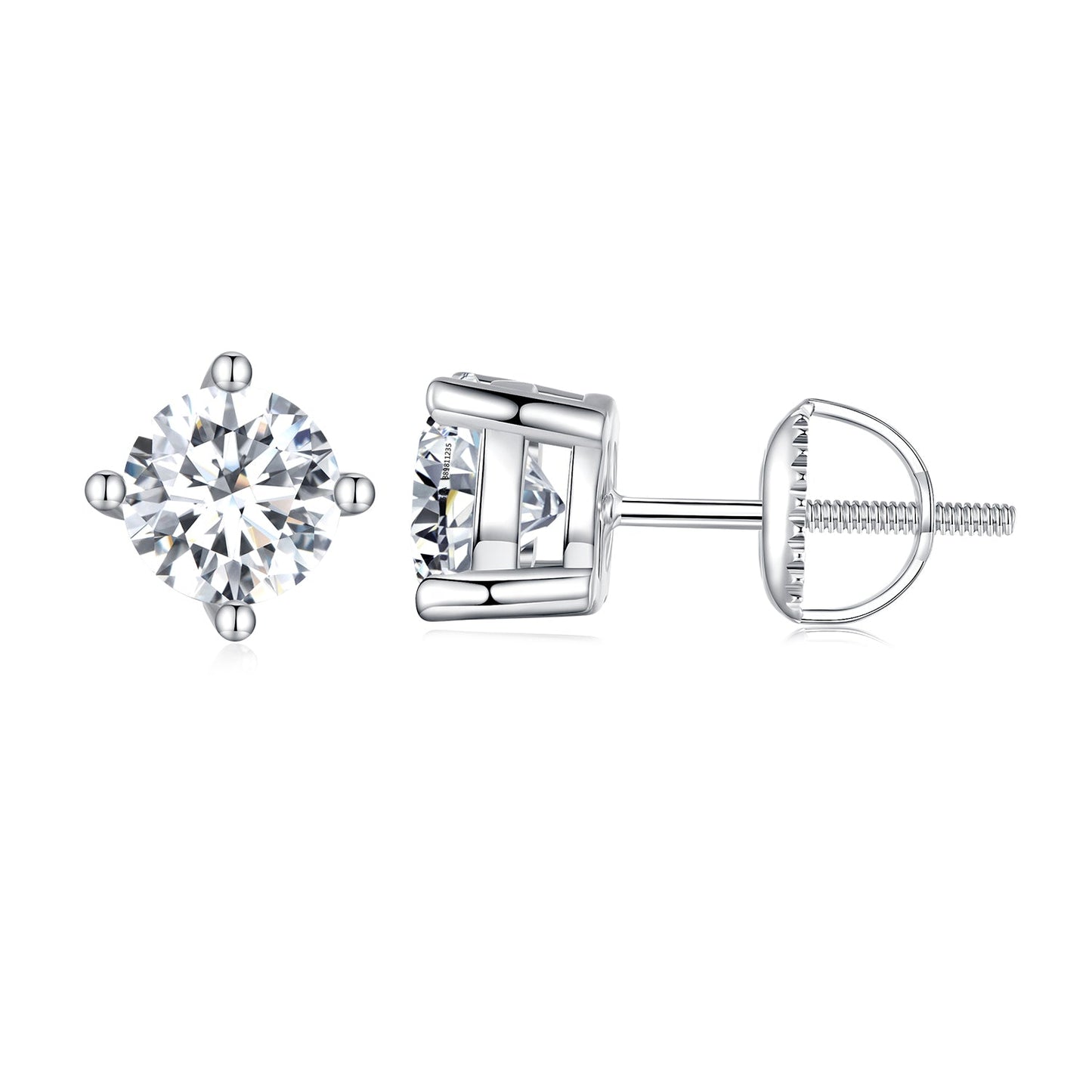 925 Sterling Silver Earrings with Moissanite in Style S, 0.5cm for Women