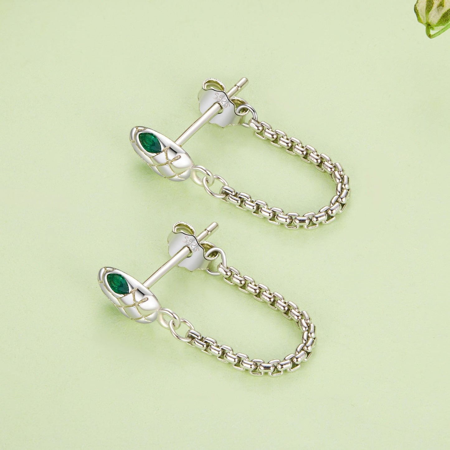 925 Sterling Silver Earrings with CZ in White Gold Plating