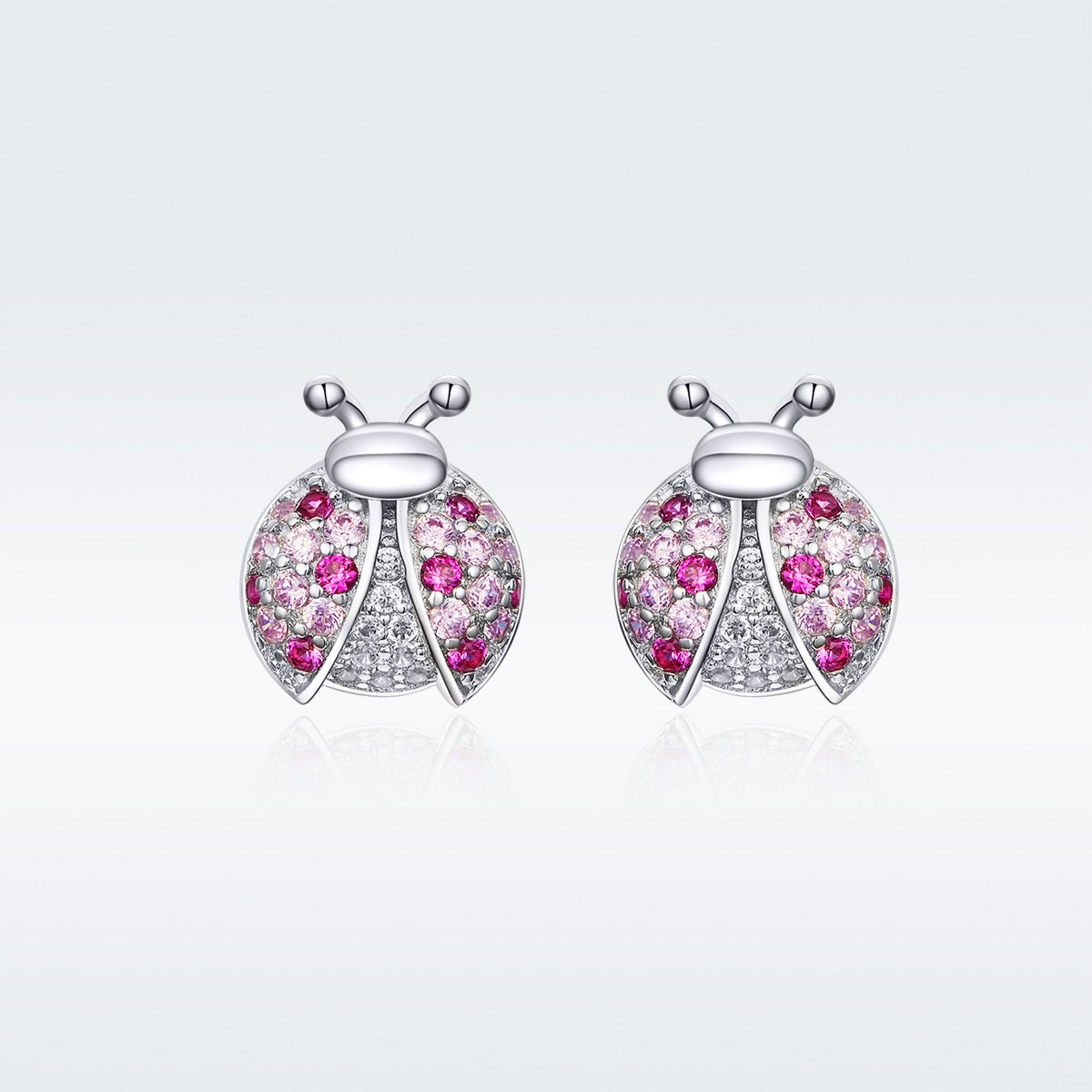 925 Sterling Silver Earrings with Pavé Setting CZ 1x0.9cm for Women
