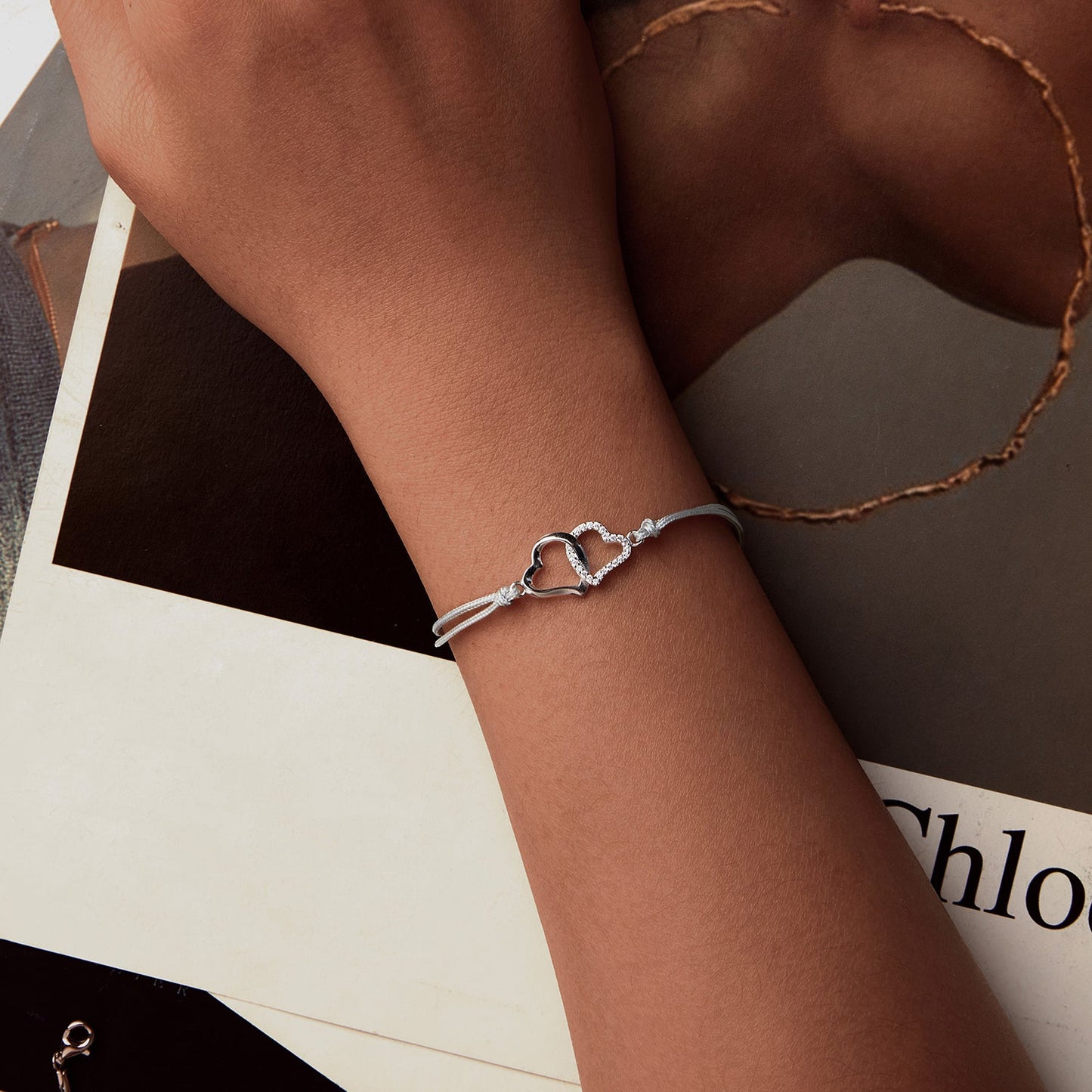 925 Sterling Silver Bracelet with Pavé Setting CZ, 170+50mm Length, White Gold Plated for Women