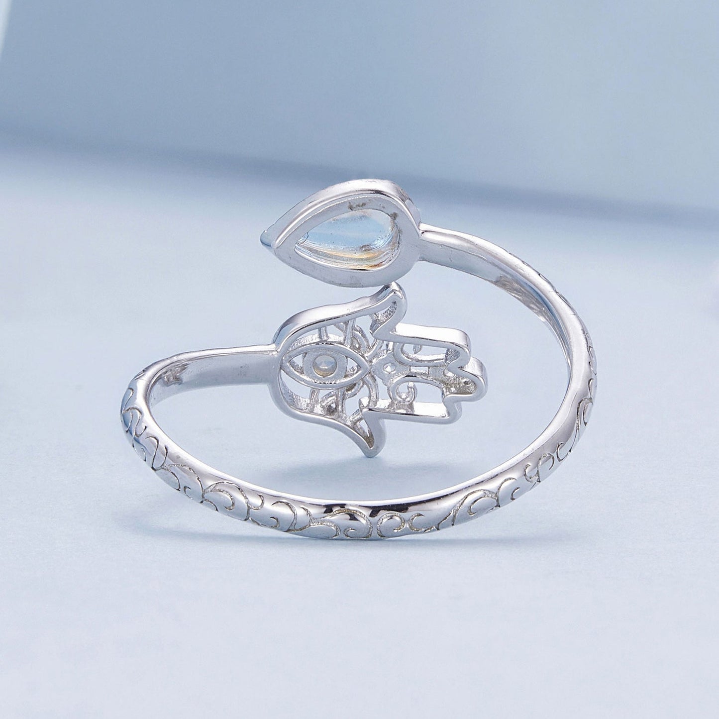 925 Sterling Silver Opal Nanometer Stone Platinum Plated Ring