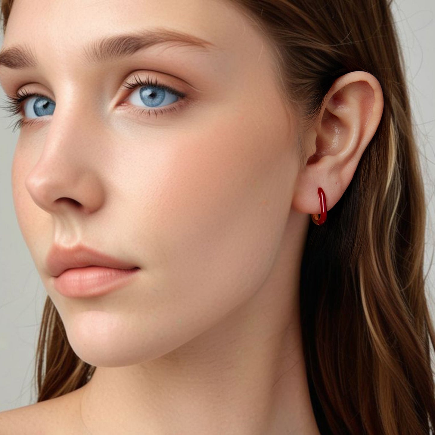 925 Sterling Silver Plated Rose Gold Enamel Earrings for Women