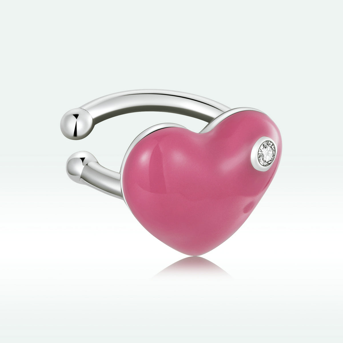 925 Sterling Silver Earrings with Pavé CZ & Enamel, 1.0*1.3cm, for Women