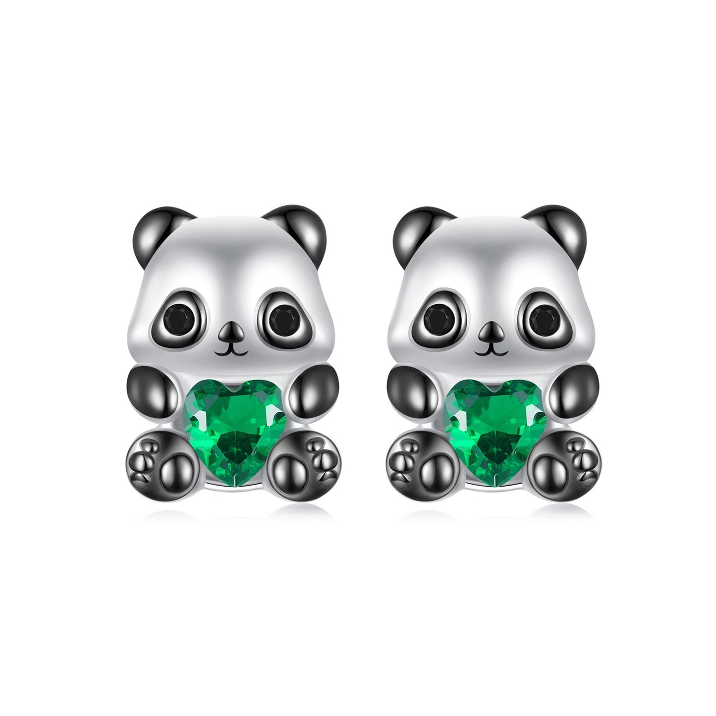 925 Sterling Silver Earrings with Pavé Setting CZ in White and Black Gold