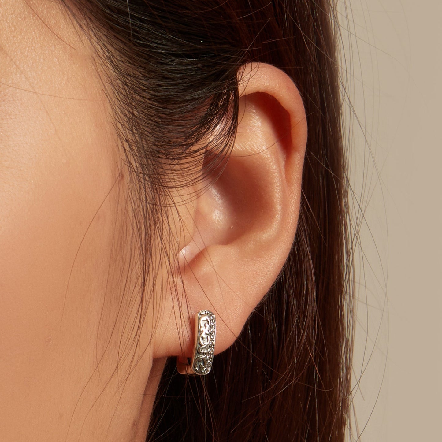 925 Sterling Silver Earrings with Pavé Setting CZ - 1.3m x 0.5m for Women