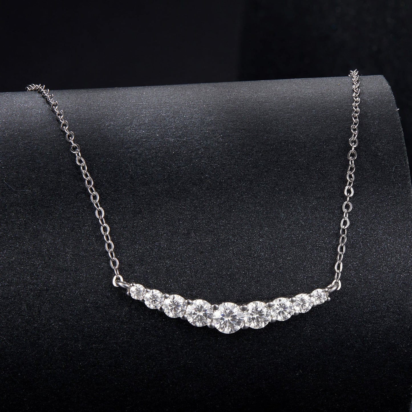 925 Sterling Silver 38+5cm White Gold Plated Moissanite Necklace for Women