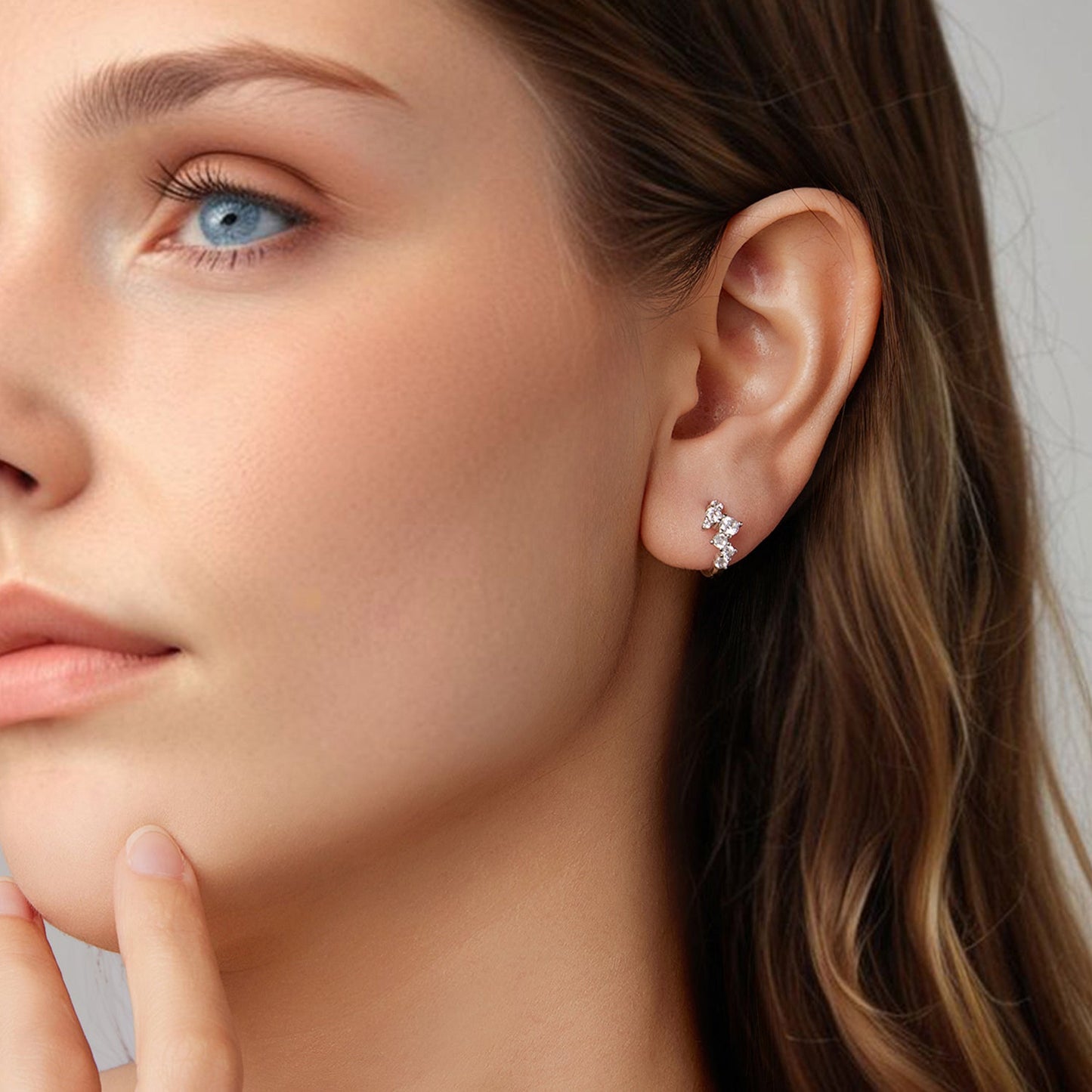 925 Sterling Silver Earrings with CZ White Gold Plating