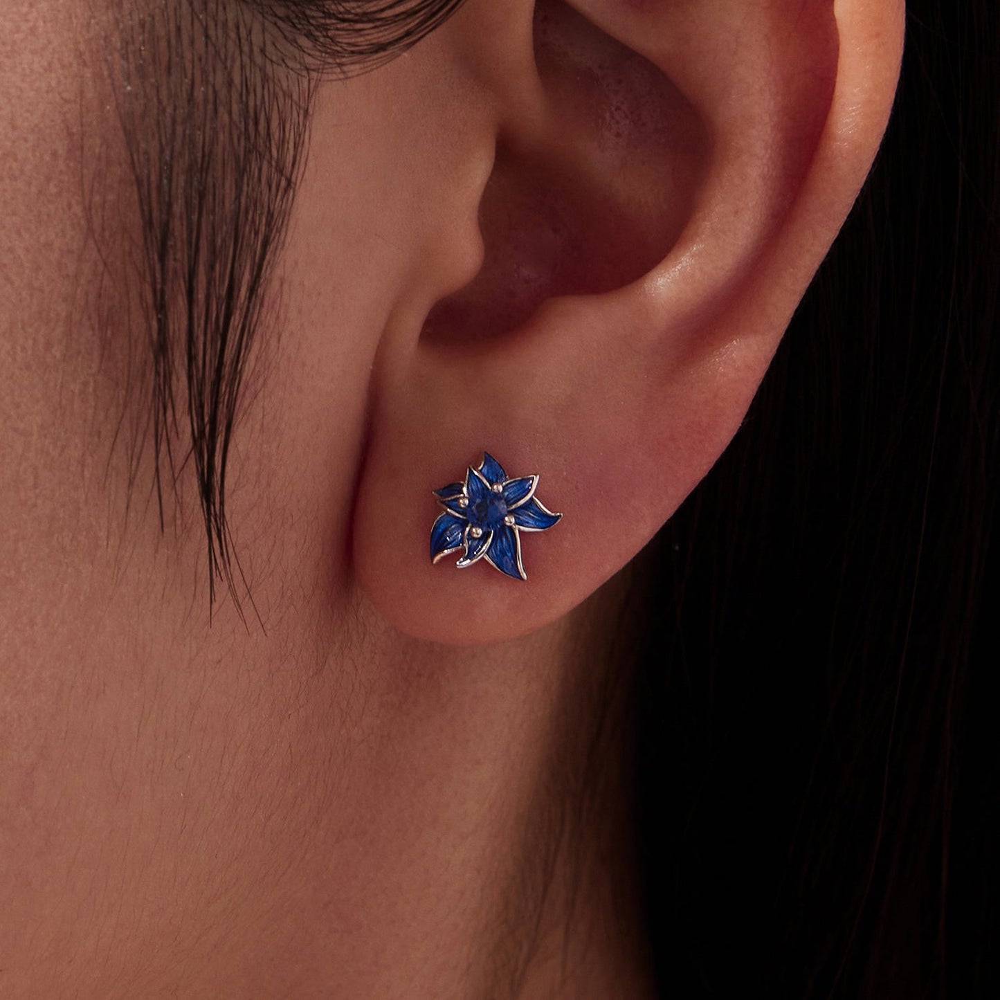 925 Sterling Silver Earrings with Enamel Process and Pavé Setting CZ