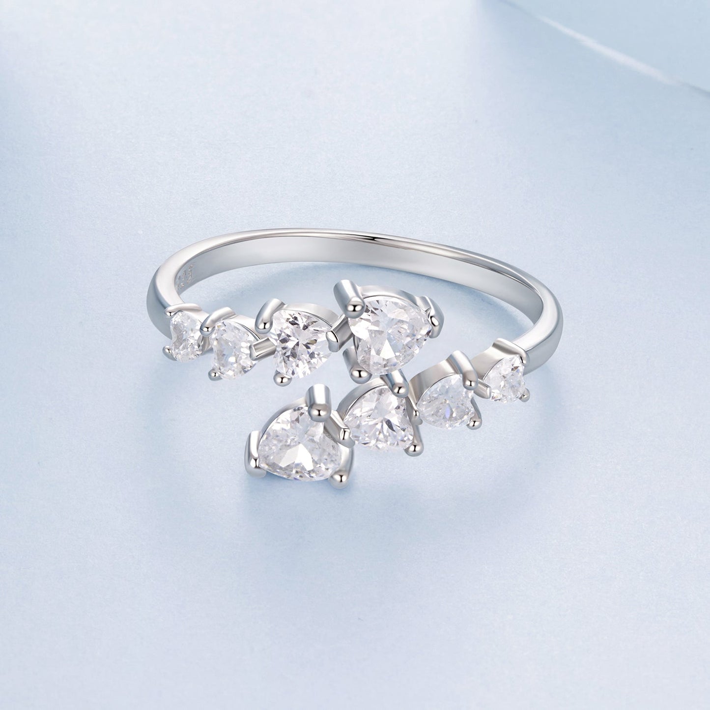 925 Sterling Silver White Gold Plated Pavé Setting Rings for Women