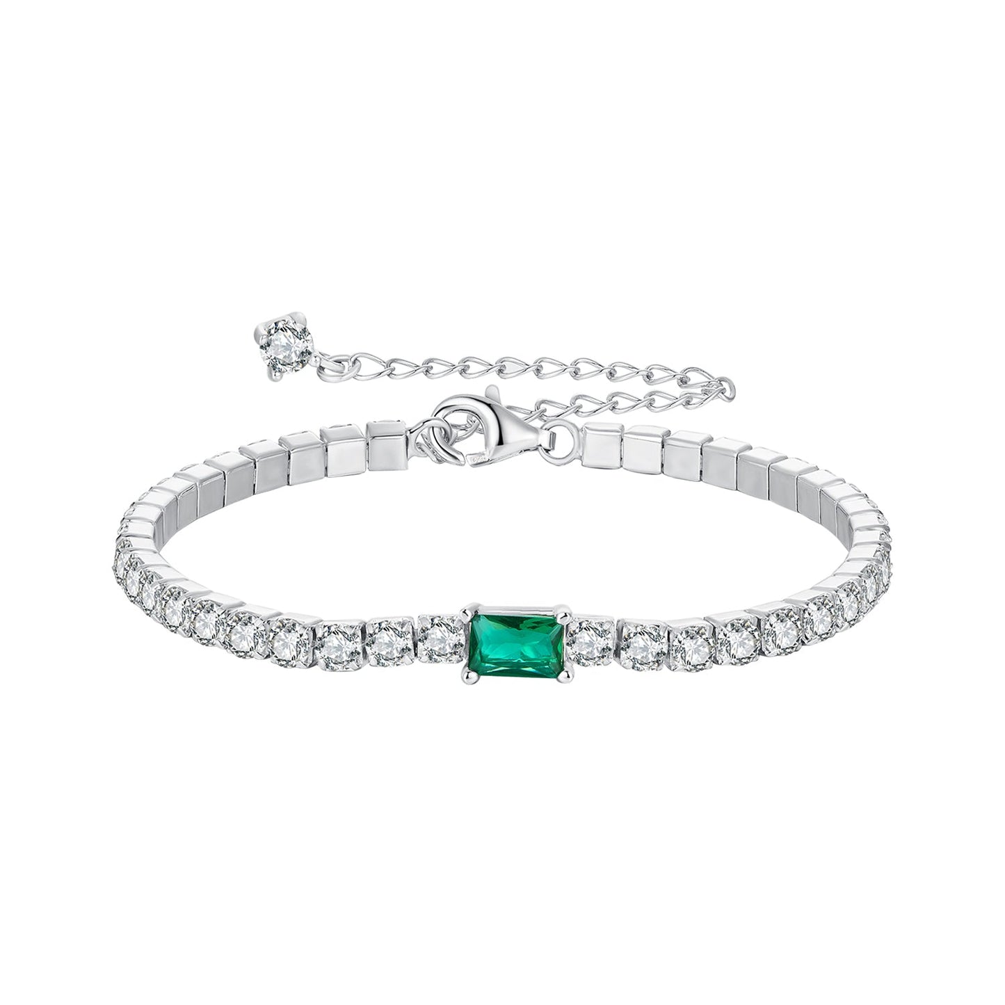 925 Sterling Silver 145+65mm Pavé Setting CZ Bracelet
