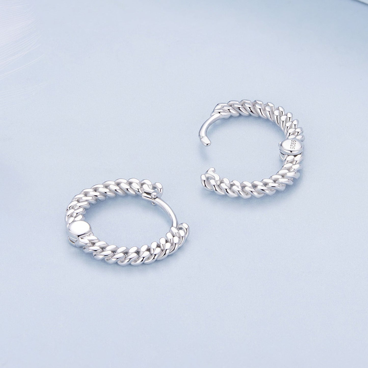 925 Sterling Silver Earrings Size 14*1.5mm Plated Platinum for Women