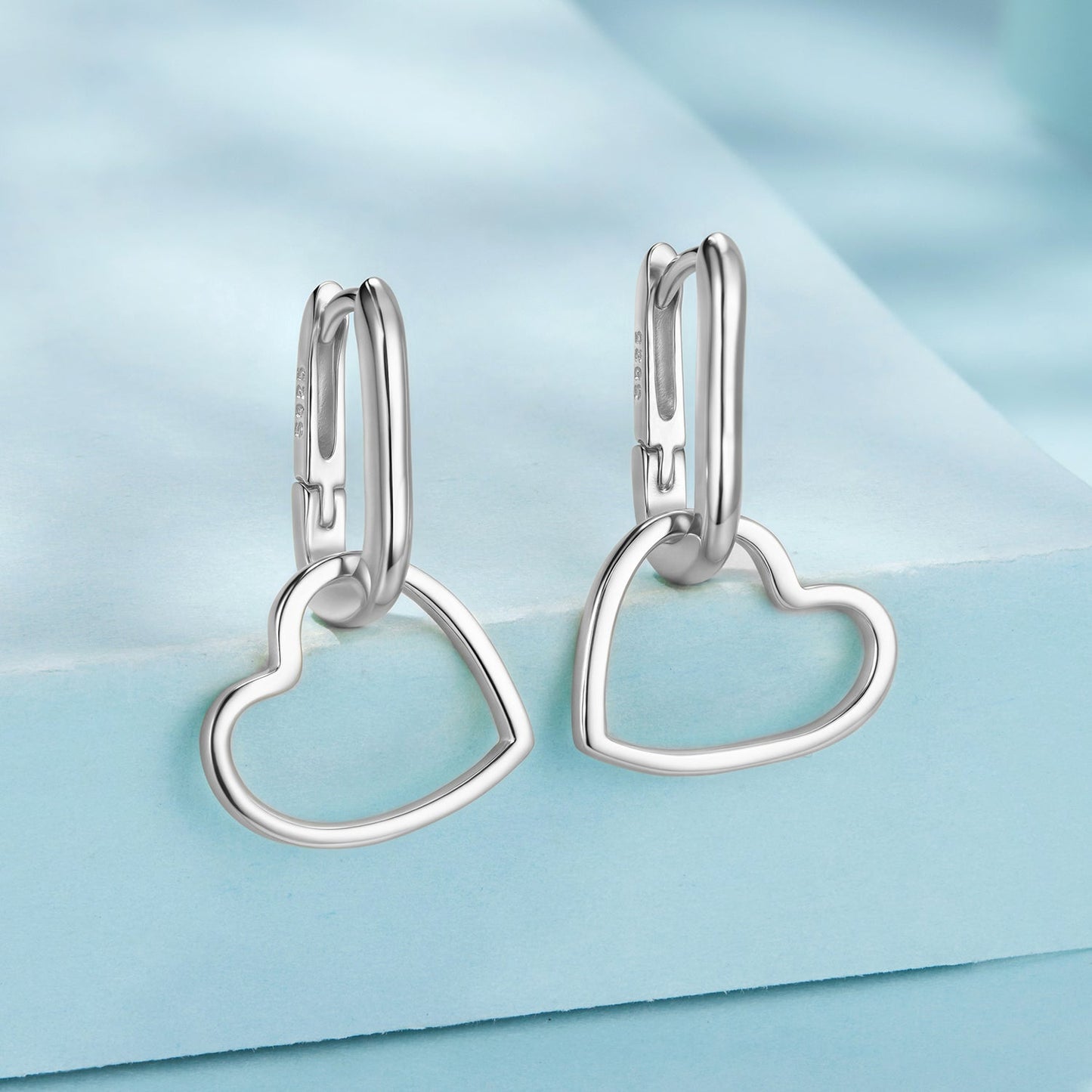 925 Sterling Silver Earrings with Love Pendant for Women