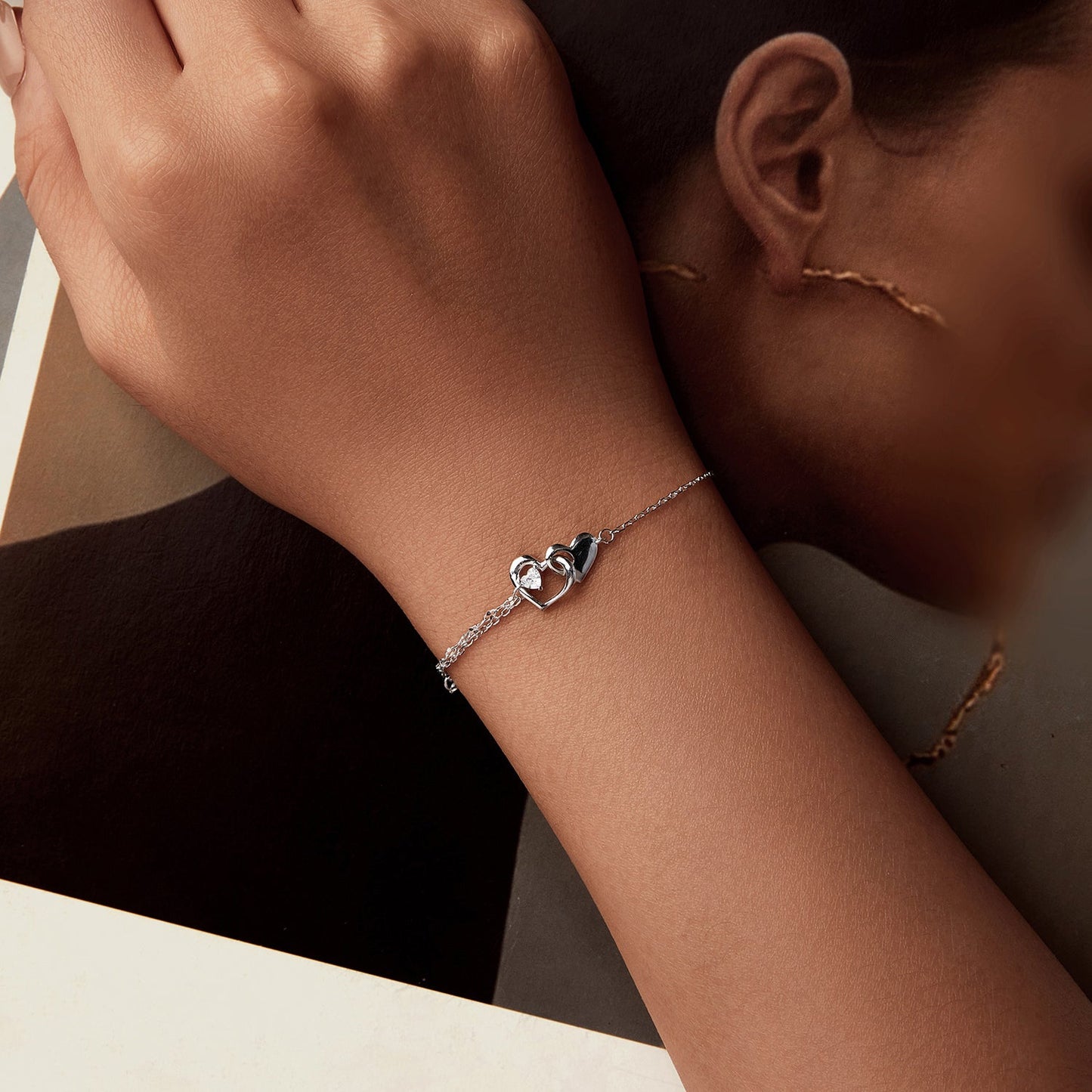 925 Sterling Silver Bracelet with Pave Setting CZ and White Gold Plating