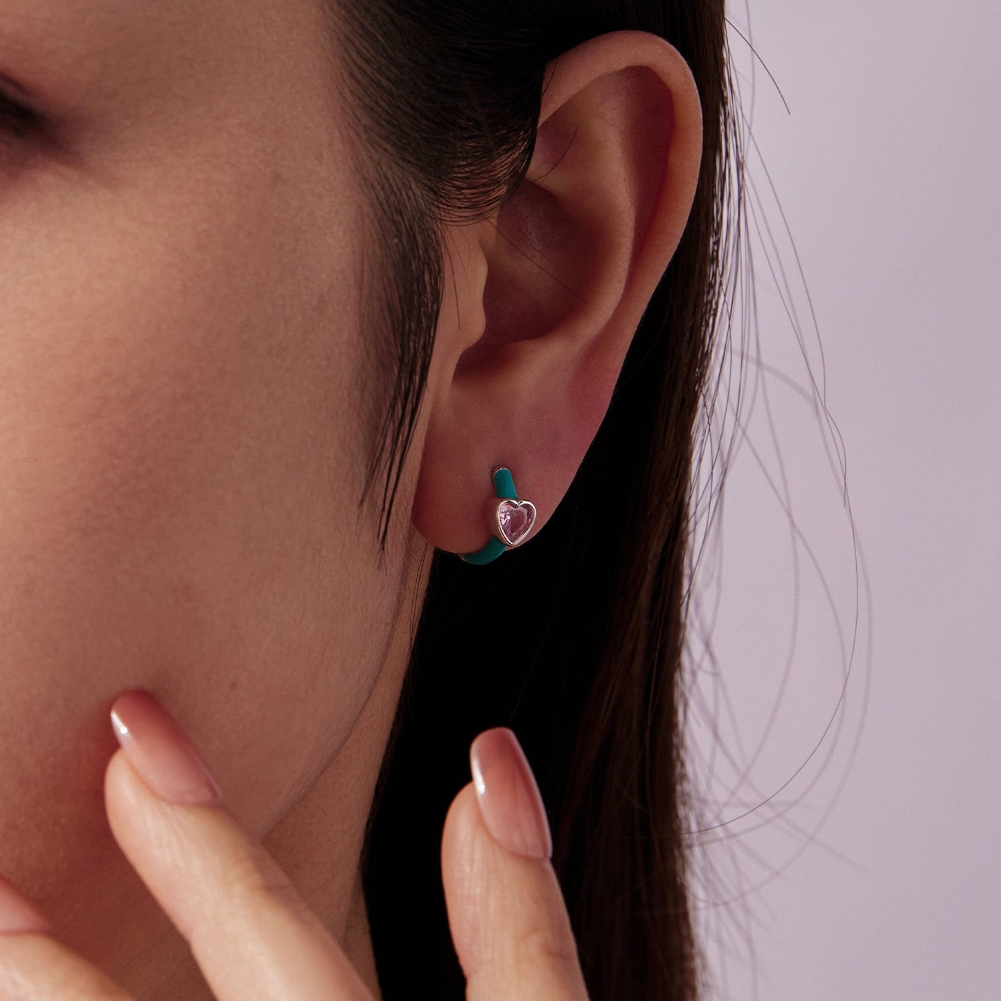925 Sterling Silver Hoop Earrings with White Gold Plating and CZ