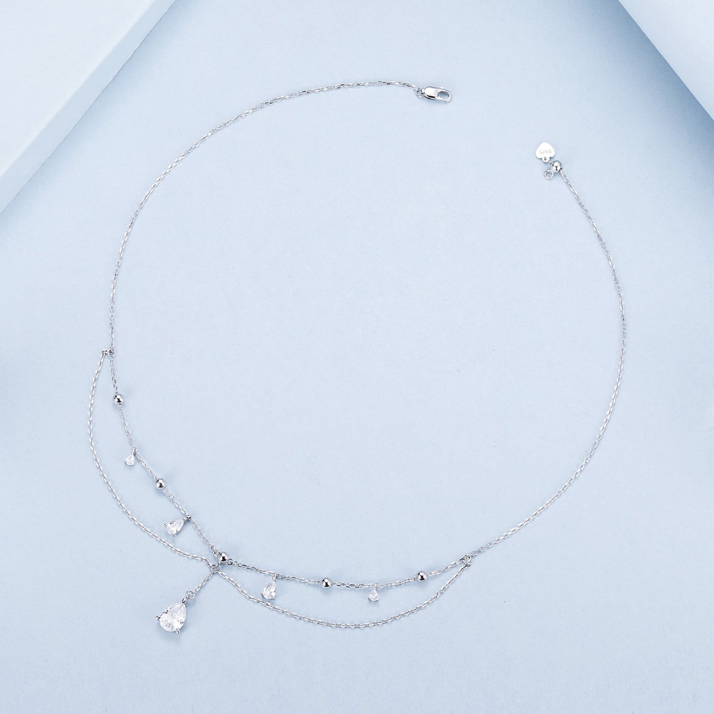 925 Sterling Silver 400mm CZ Pavé Setting Necklace for Women