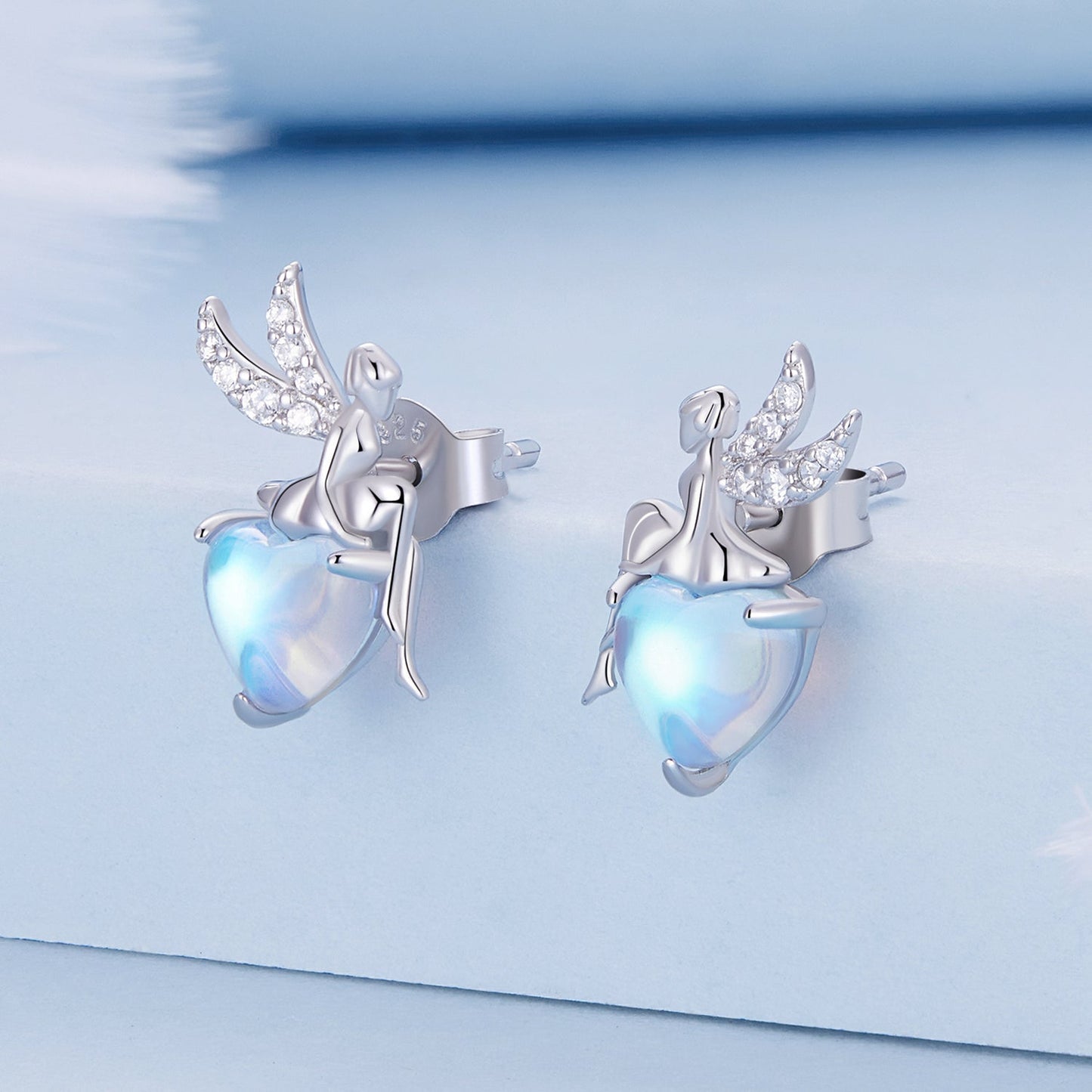 925 Sterling Silver Moonstone CZ Earrings for Women