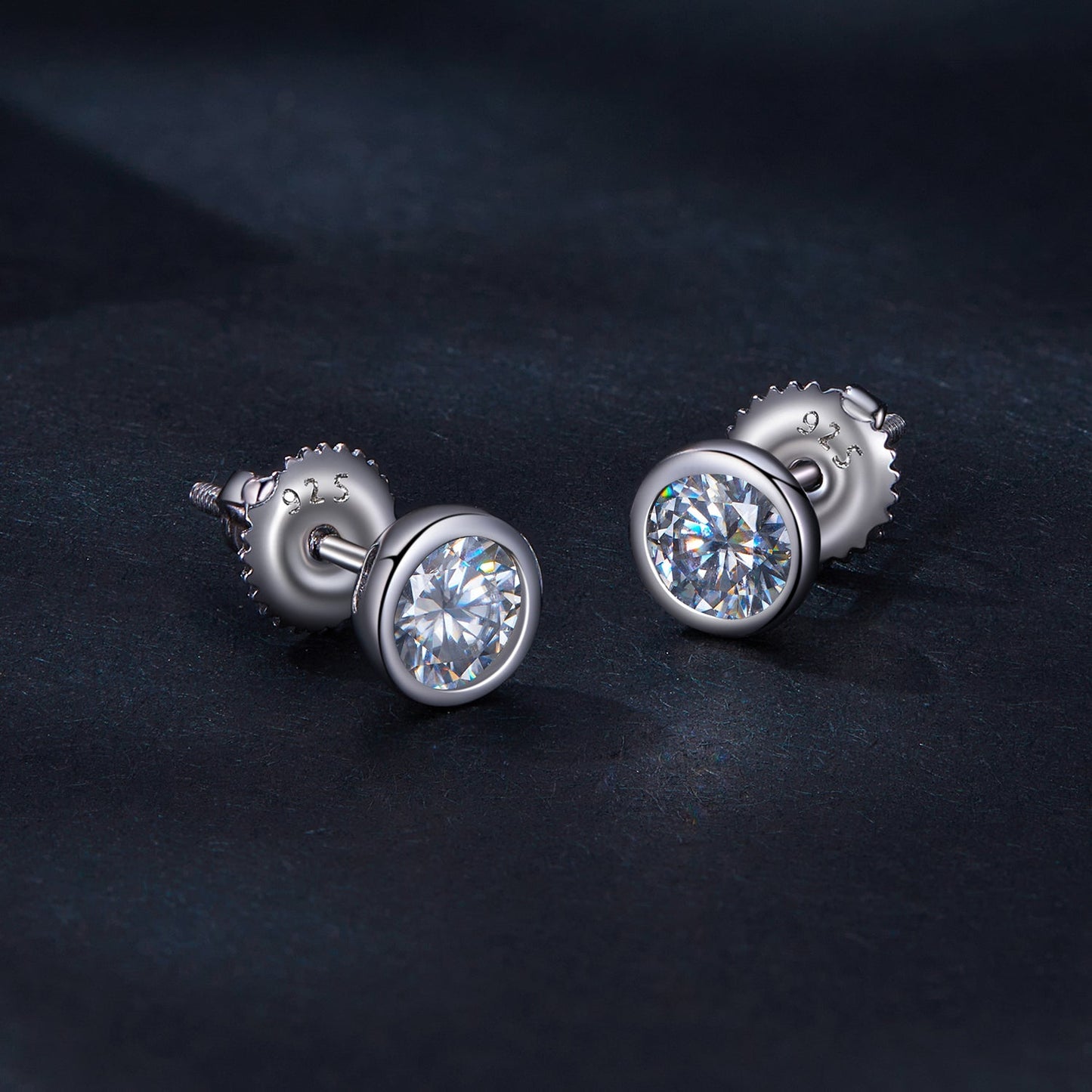 925 Sterling Silver 5.0mm Moissanite Earrings for Women
