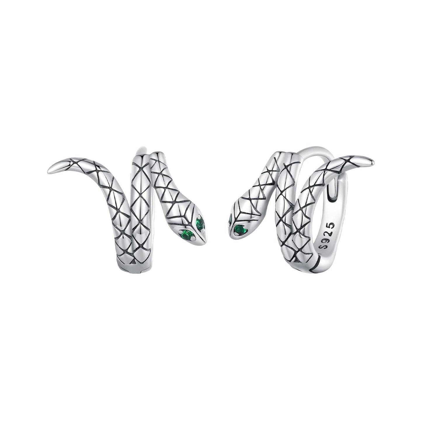 925 Sterling Silver Earrings with Pavé Setting CZ in Oxidized Finish