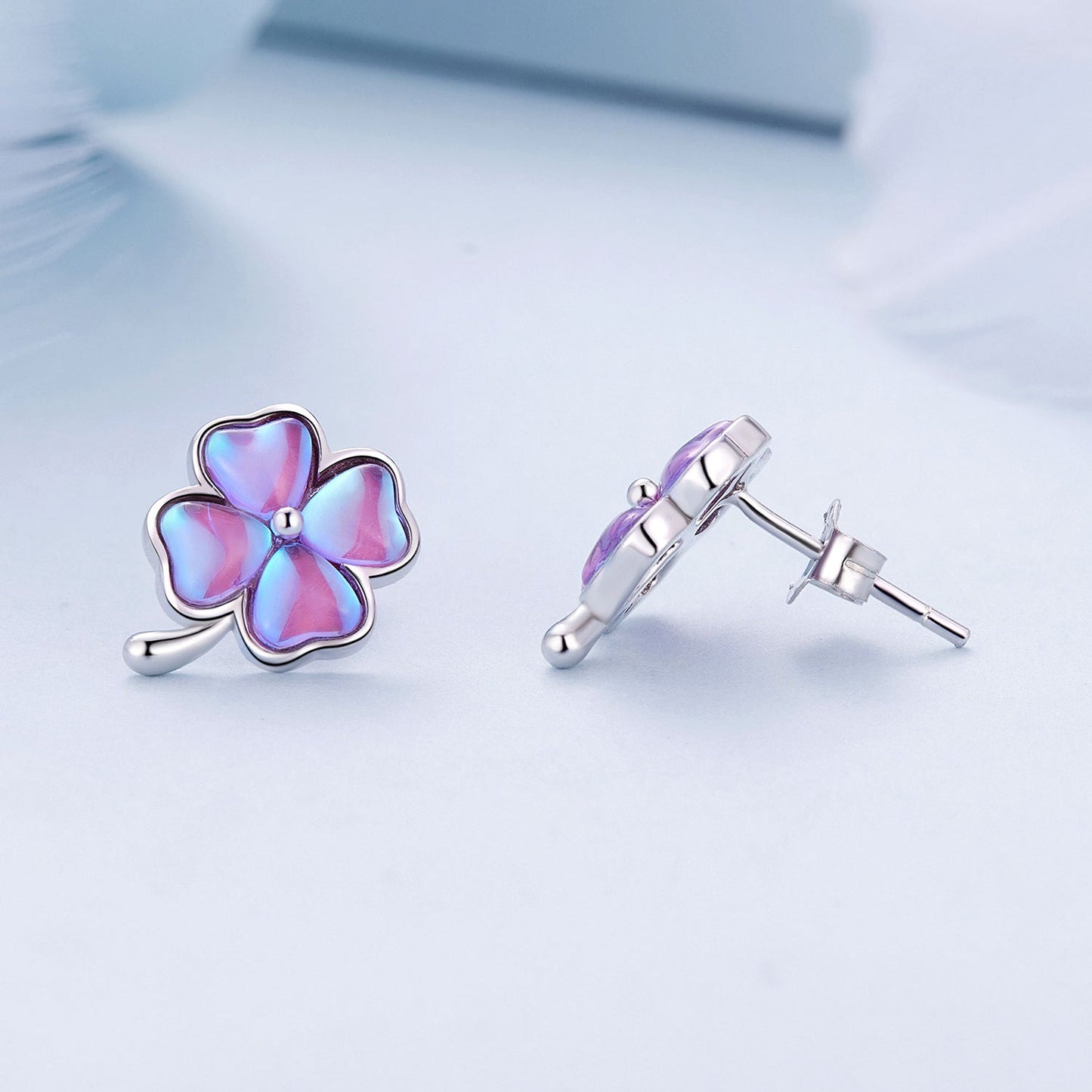 925 Sterling Silver Transparent Glass Earrings for Women
